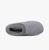 Totes Isotoner POPCORN FULL BACK BOOTIE Womens Slippers Grey top view showing cozy texture and round toe design.