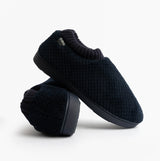 Totes Isotoner POPCORN FULL BACK BOOTIE Womens Slippers Navy side view, showcasing full back bootie style and cozy design.