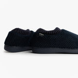 Totes Isotoner POPCORN FULL BACK BOOTIE Womens Slippers Navy side view showcasing soft fabric and slip-on design.