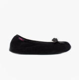 Totes Isotoner STRETCH TERRY BOW Womens Ballerina Slippers Black