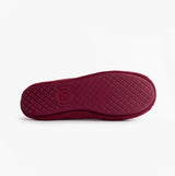 Totes Isotoner STRETCH TERRY BOW Womens Ballerina Slippers Burgundy bottom view of rubber sole.
