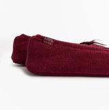 Totes Isotoner STRETCH TERRY BOW Womens Ballerina Slippers Burgundy side view showcasing soft terry cloth material and bow detail.