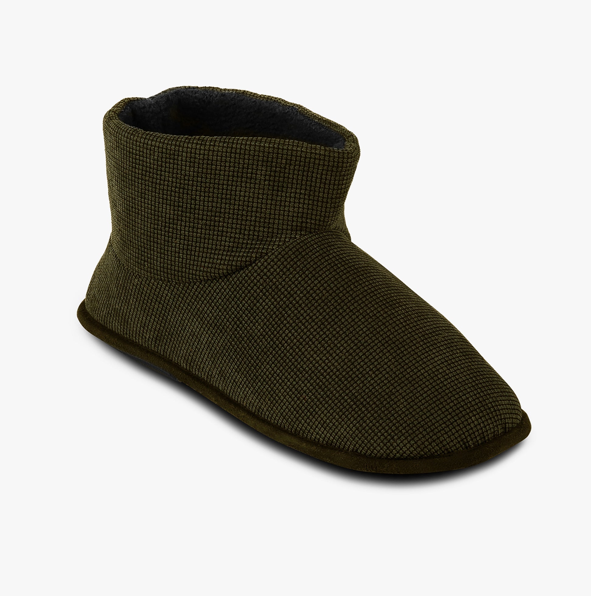 TEXTURED CORD Mens Boot Slippers Khaki