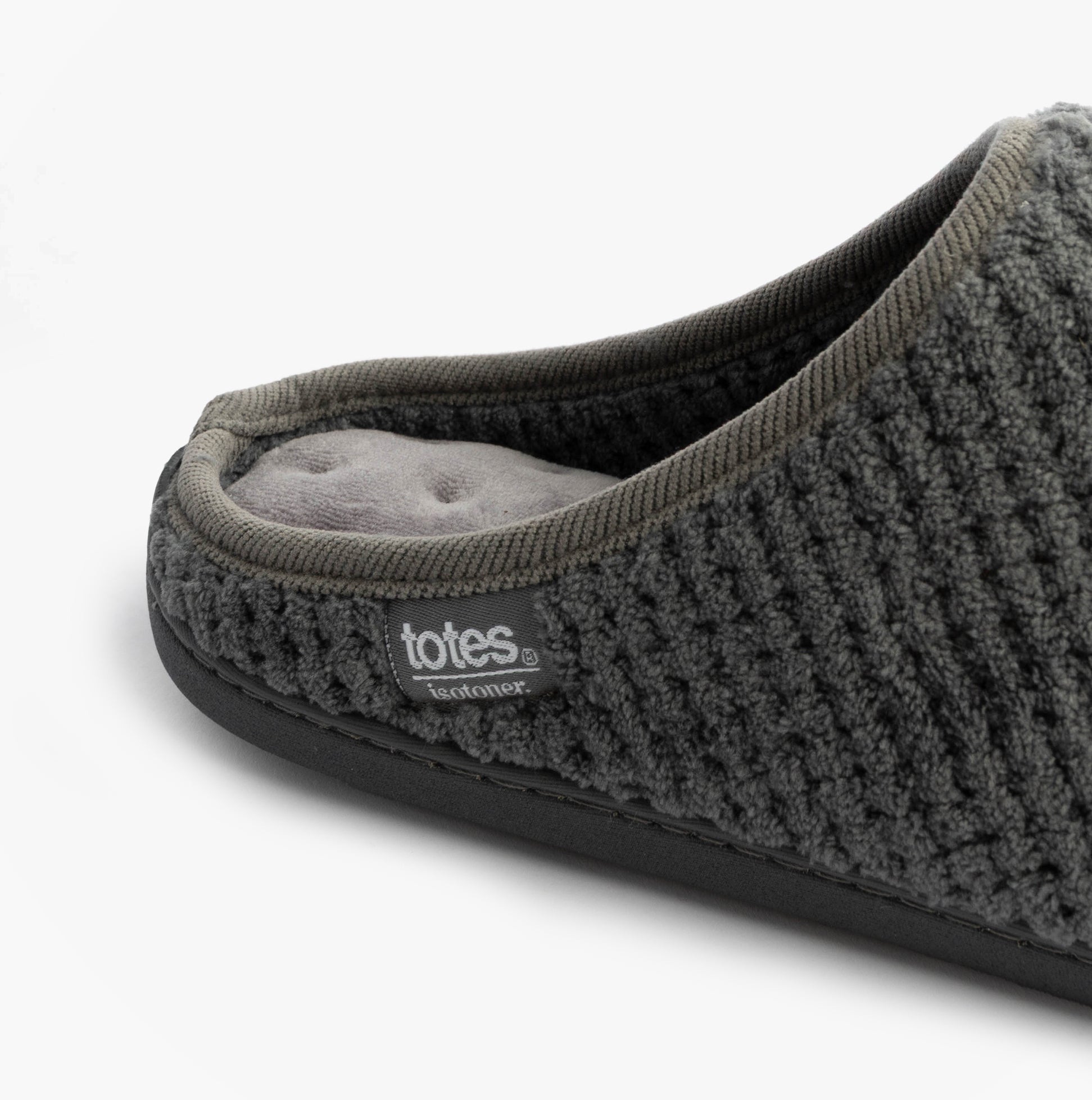 Totes Isotoner SWEPT BACK POPCORN MULE Mens Mule Slippers Grey