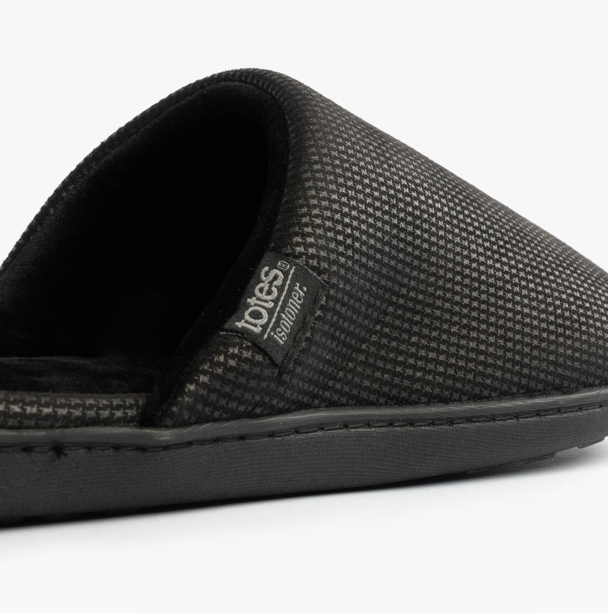 Totes Isotoner SQUARE PATTERNED SMART MULE Mens Mule Slippers Black