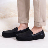 Totes Isotoner SQUARE PATTERNED SMART MOCCASIN Mens Moccasin Slippers Black