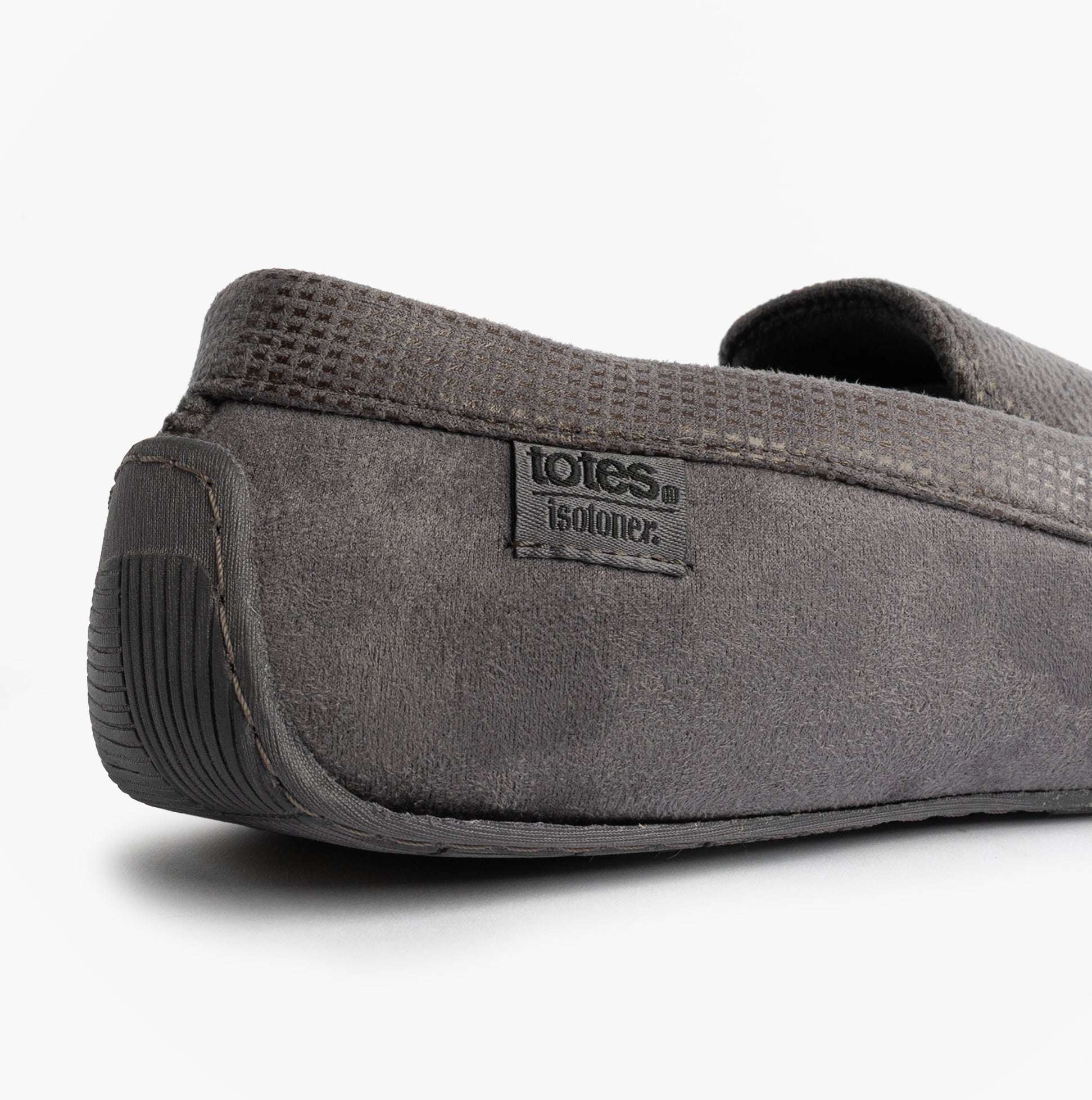 Totes Isotoner SQUARE PATTERNED SMART MOCCASIN Mens Moccasin Slippers Grey