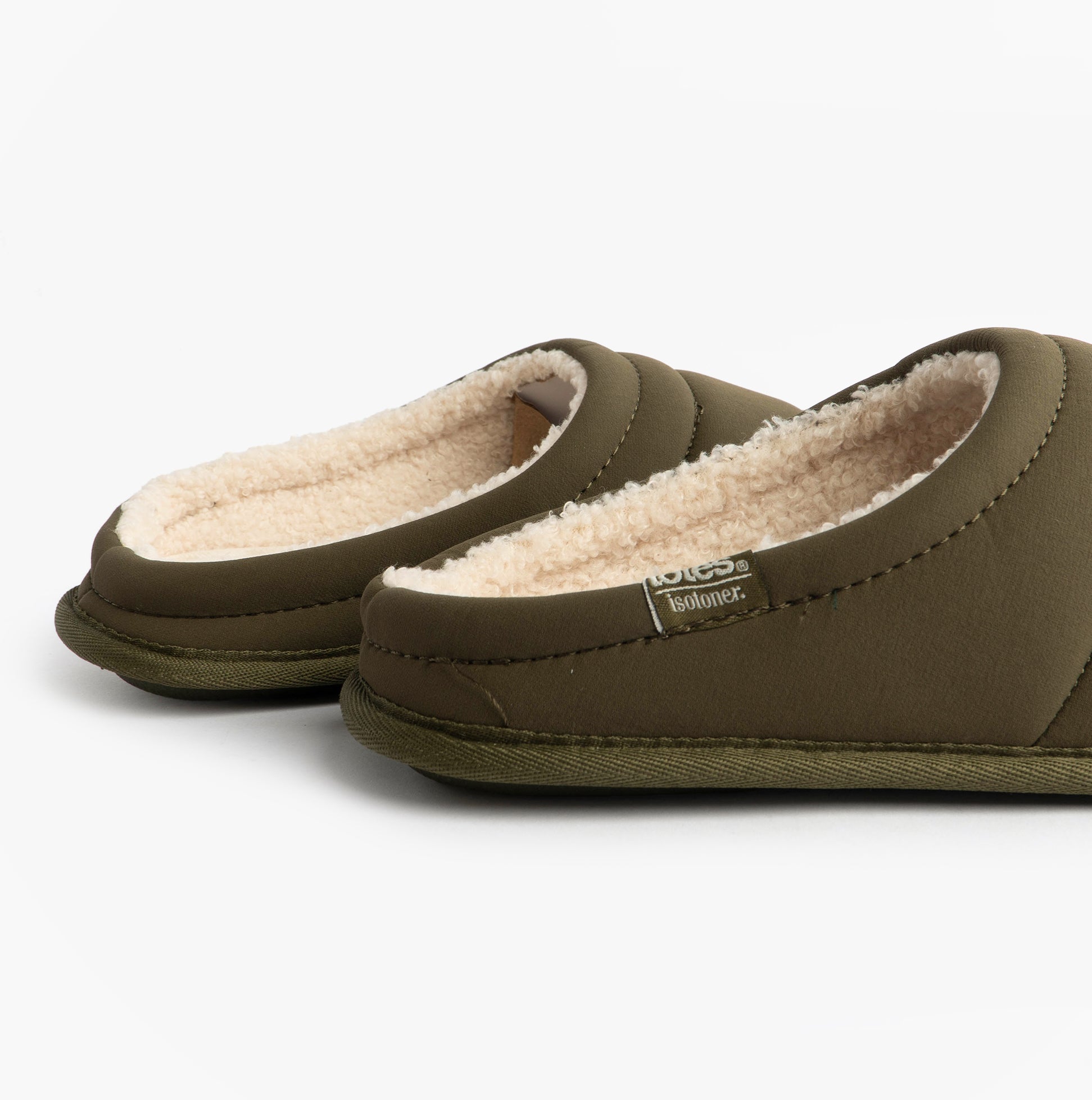 Totes Isotoner SPORT QUILTED MULE WITH COSY LINING Mens Mule Slippers Khaki