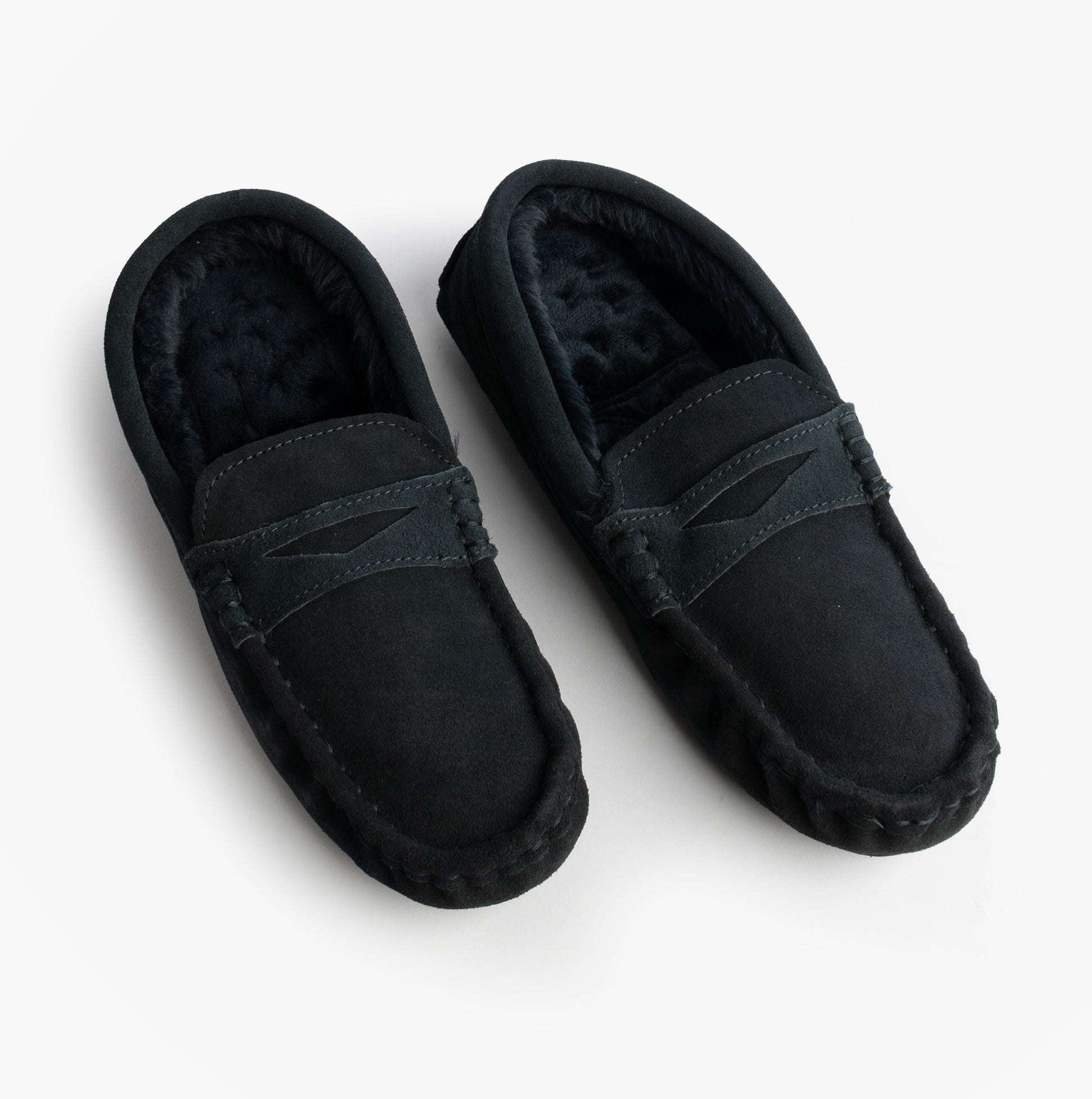 Totes Isotoner SUEDE CLASSIC Moccasin Slippers Mens Navy