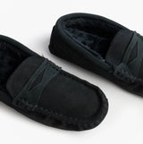Totes Isotoner SUEDE CLASSIC Moccasin Slippers Mens Navy