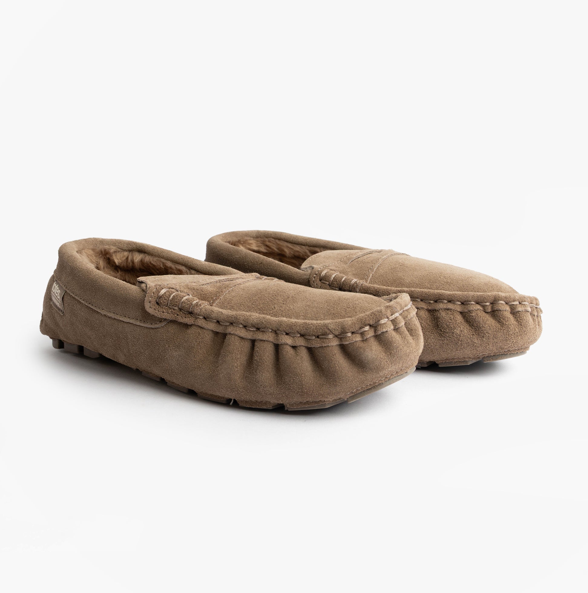 Totes Isotoner SUEDE CLASSIC Moccasin Slippers Mens Sand