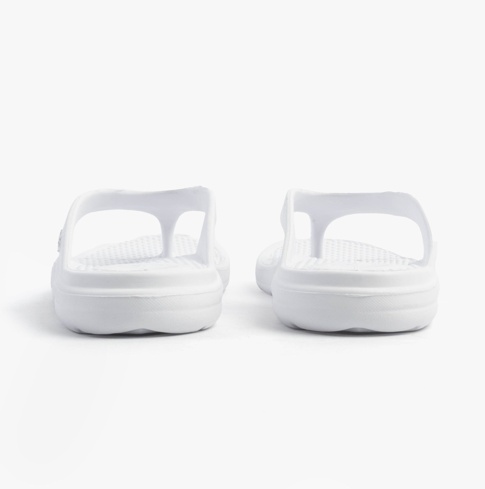 Totes Sol Bounce 0350FWHI Womens Toe Post Sandals White back view, showcasing the flat sole and slip-on design.
