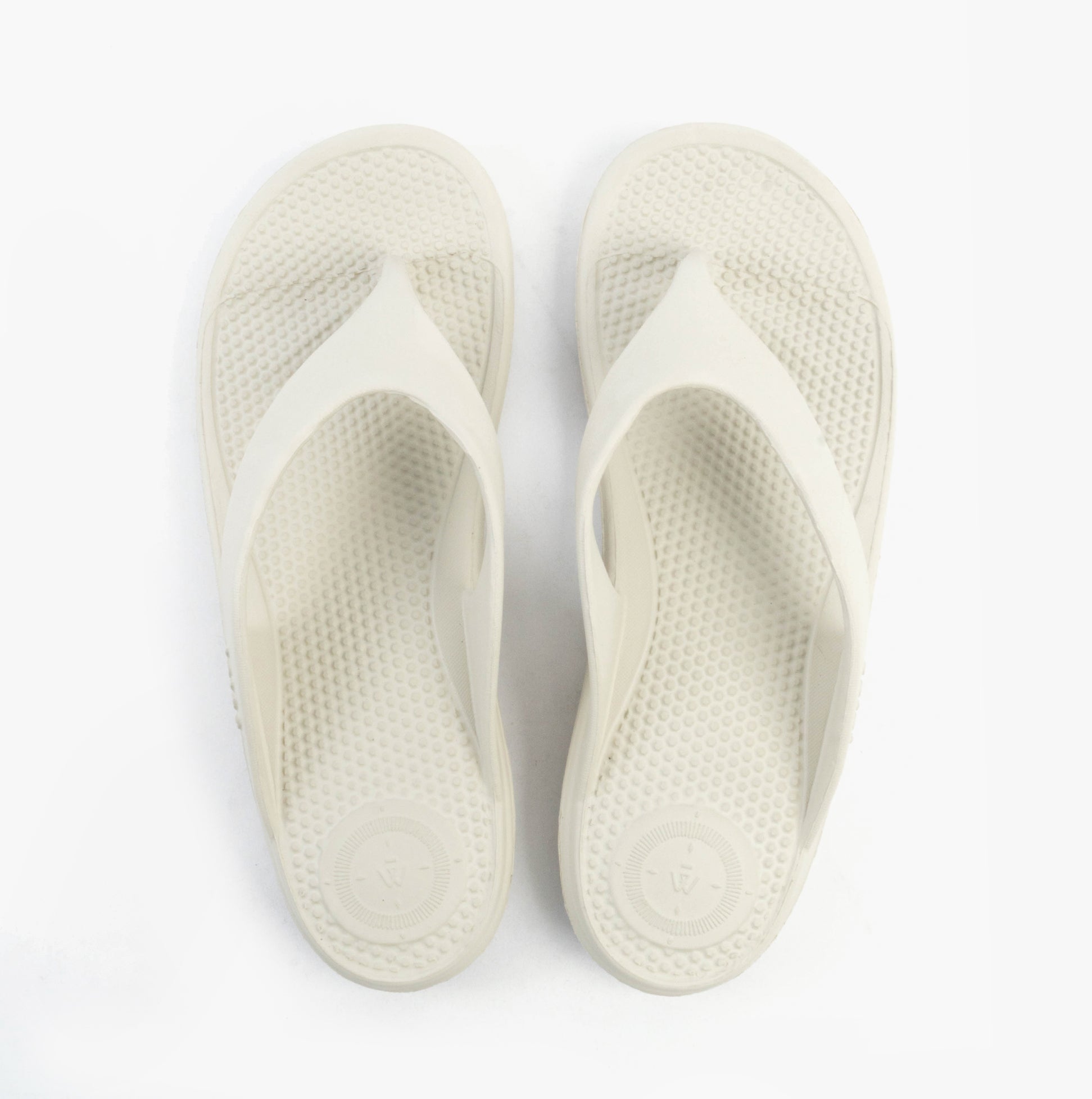 Totes Sol Bounce 0350JSTN Womens Toe Post Sandals Stone top view showcasing synthetic upper and round toe shape.
