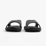 Totes Sol Bounce 0359FBLK Womens Cross Slides Black front view, showcasing synthetic upper and lightweight design.