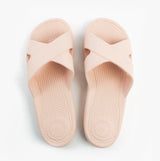 Totes Sol Bounce 0359FSND Womens Cross Slides Evening Sand top view showing synthetic/Rubber upper and cushioned insole.