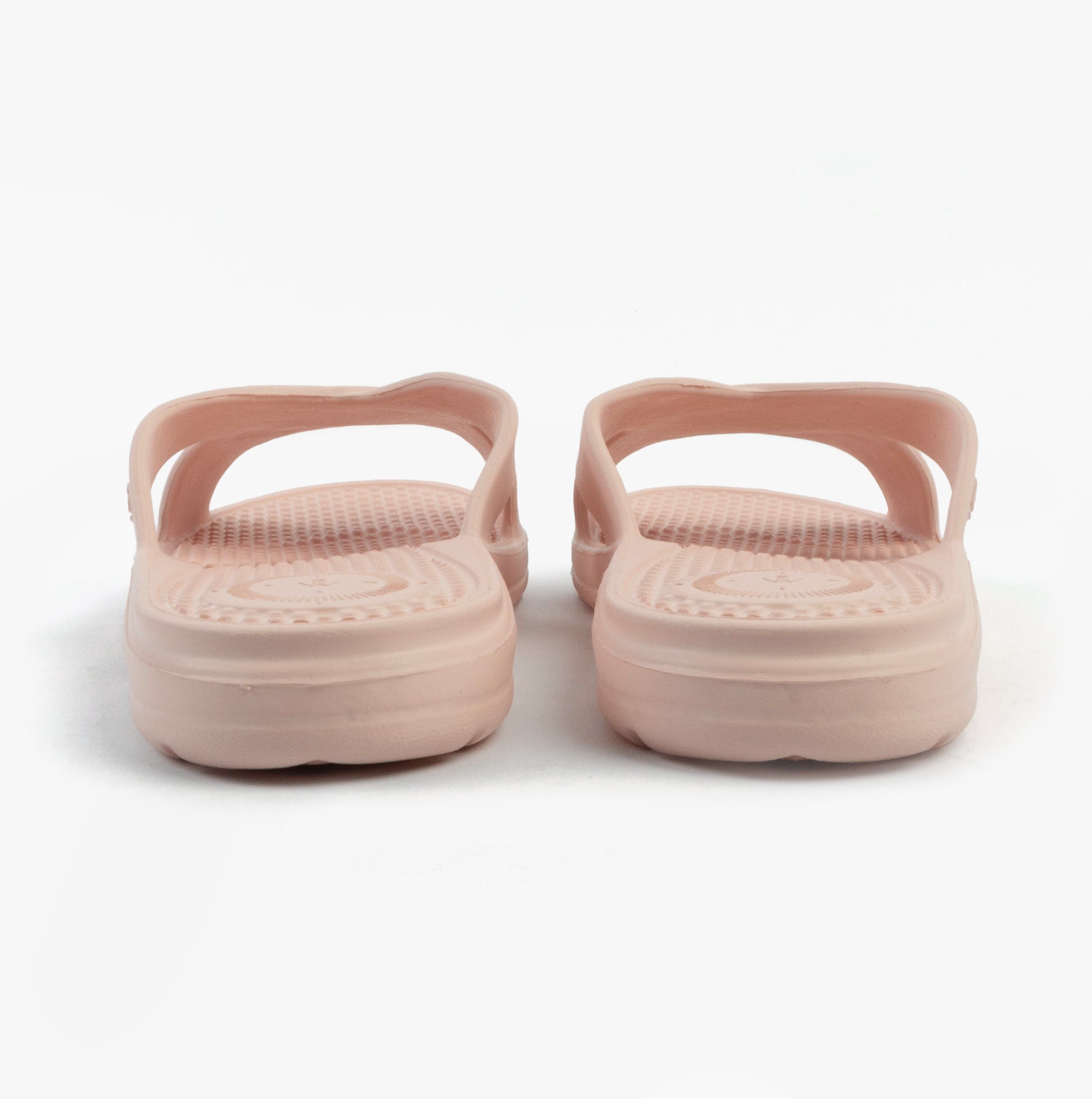Totes Sol Bounce 0359FSND Womens Cross Slides Evening Sand back view showing the lightweight synthetic material and flat sole.