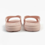 Totes Sol Bounce 0359FSND Womens Cross Slides Evening Sand back view showing the lightweight synthetic material and flat sole.