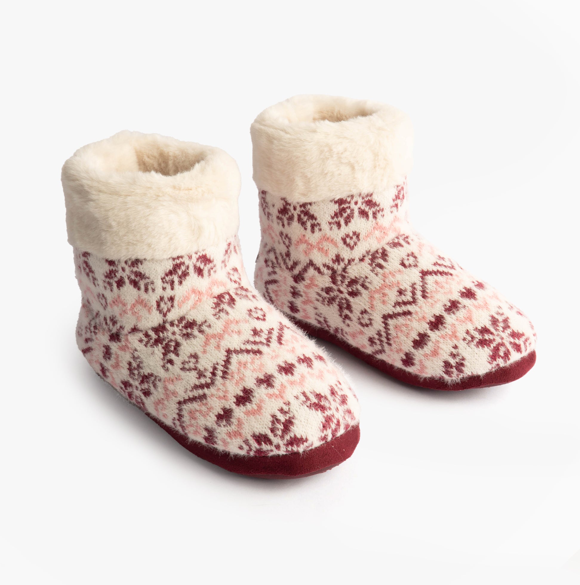 Totes Toasties FAIR ISLE KNIT Boot Slippers Womens Fair Isle