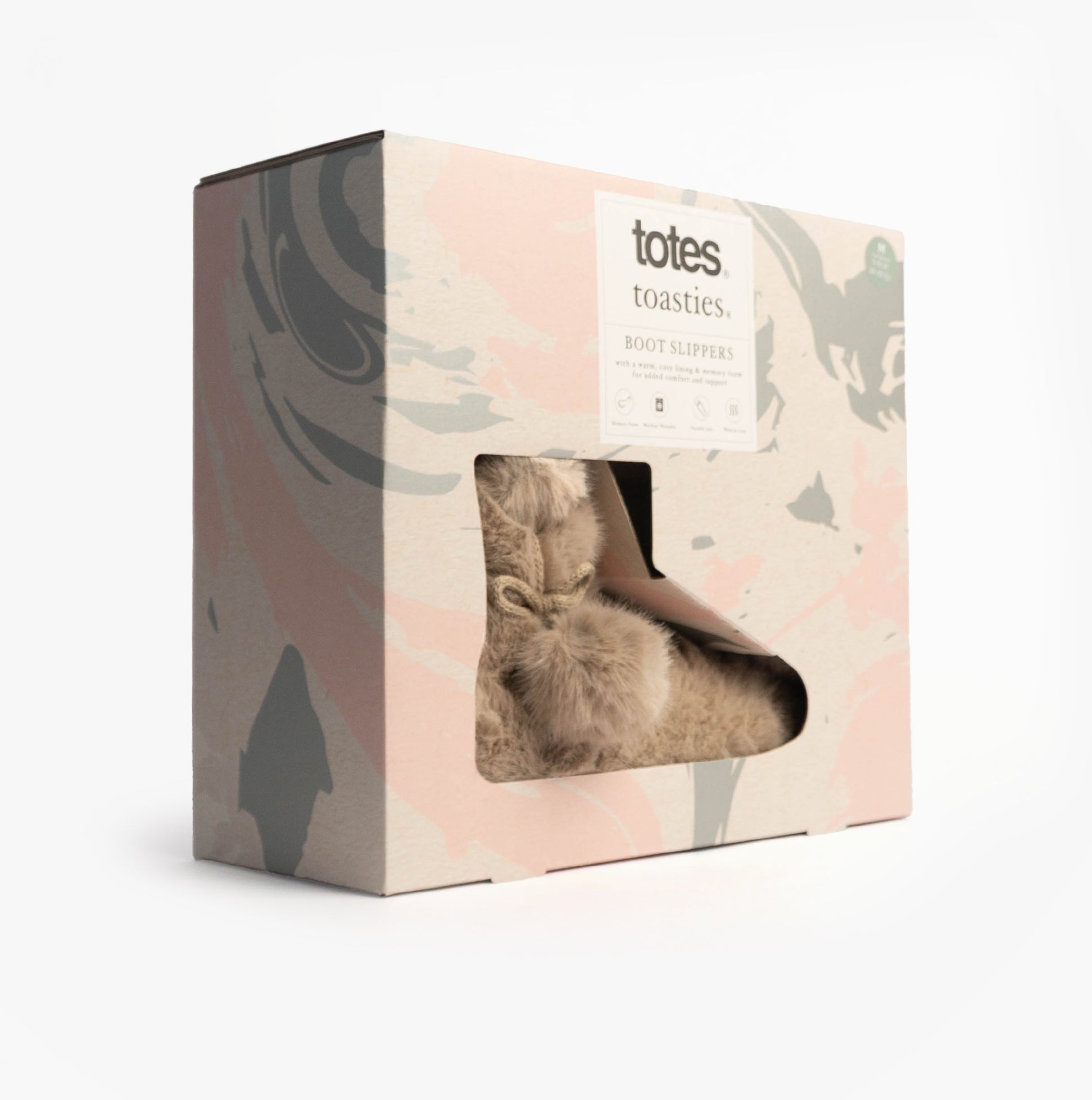 Totes Toasties FAUX FUR Boot Slippers Womens Oat