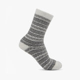 Totes Toasties FAIR ISLE Chenille Womens Socks Grey side view showcasing design and texture.