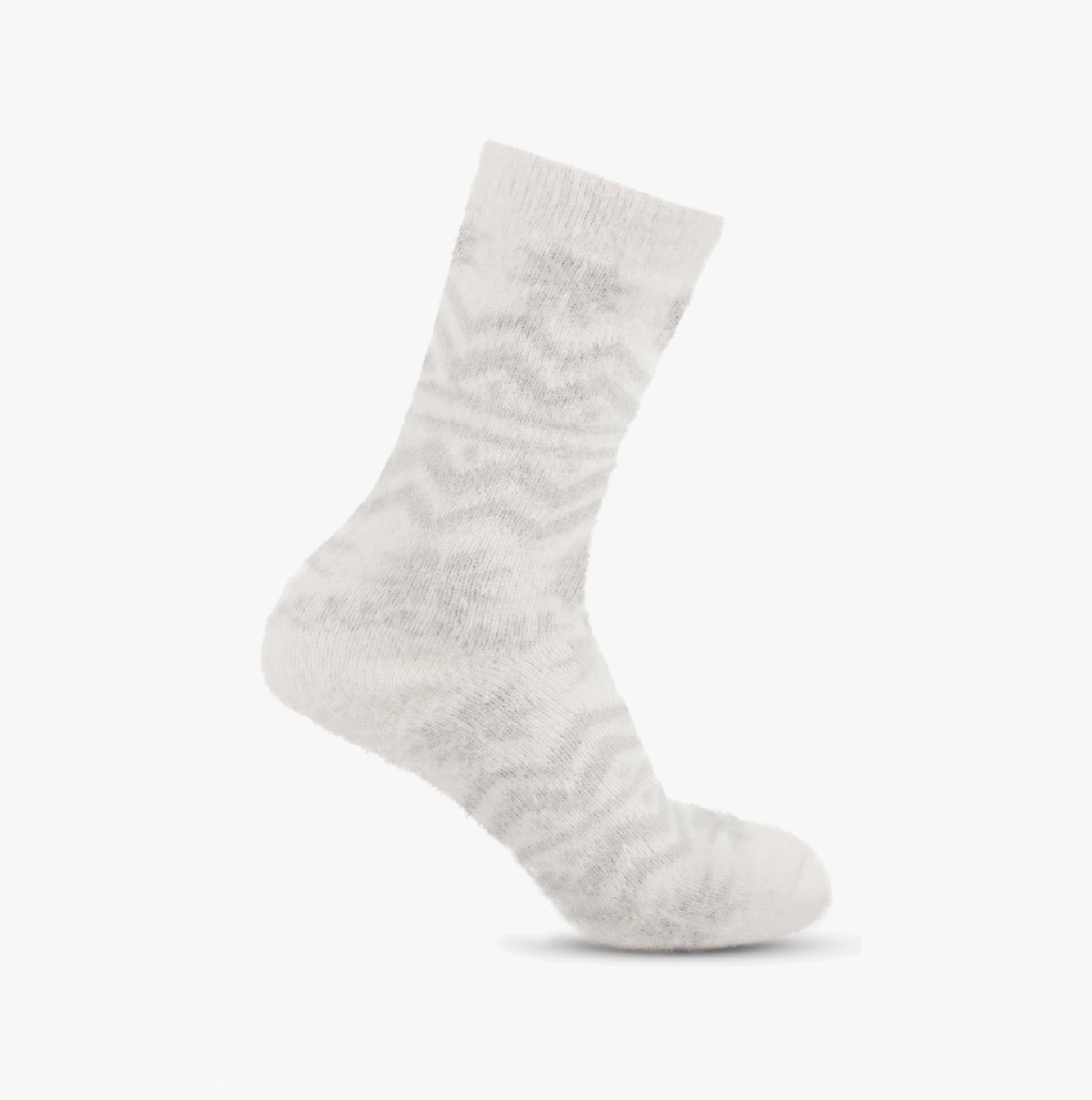 Totes Toasties FAIR ISLE & CHENILLE SUPERSOFT BED SOCKS (Twin Pack) Womens Socks Grey/Fair Isle side view of sock