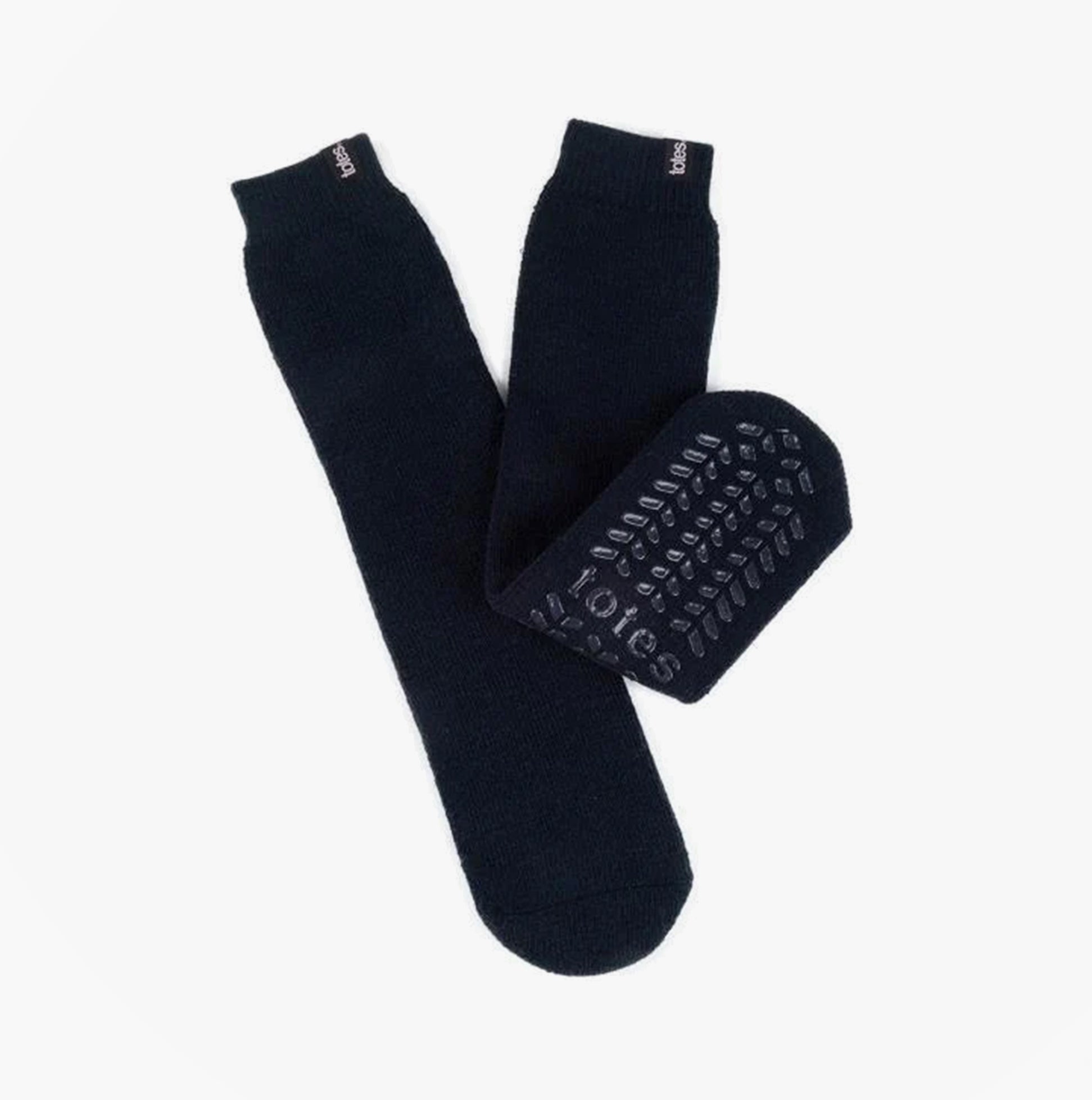 Totes Toasties 3.0 TOG THERMAL Womens Socks Navy, front view showcasing the insulated, slip-resistant socks.
