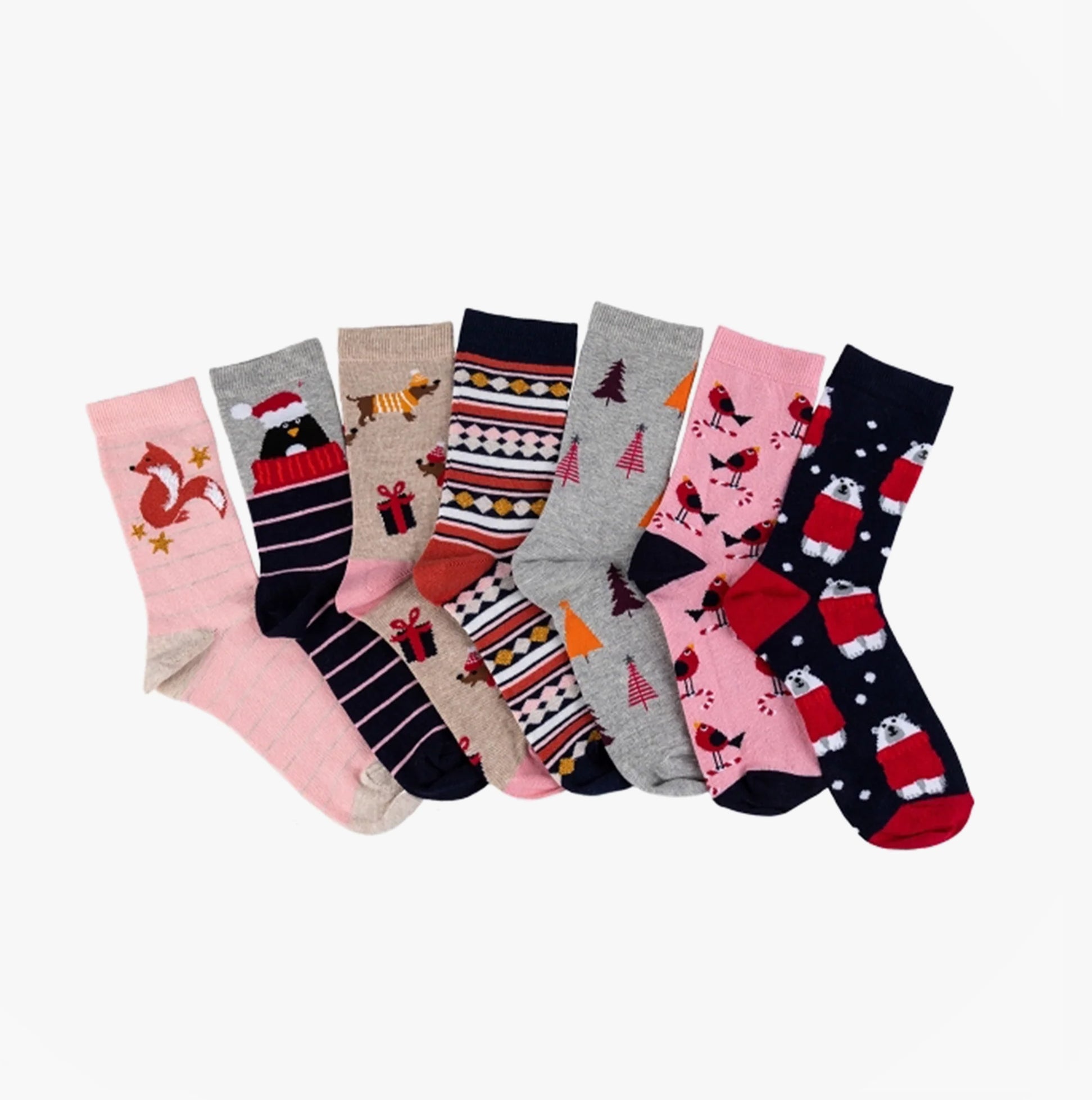 Totes Toasties 7 PACK DAYS OF THE WEEK Womens Cotton Blend Socks Set Multi: One Size