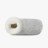 Totes Toasties KNITTED TEXTURED BOOTIES Womens Grey side view featuring soft textured upper and warm lining.