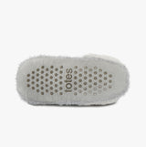Totes Toasties KNITTED TEXTURED BOOTIES Womens Grey bottom view showing slip-resistant sole and brand logo.