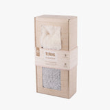 Totes Toasties KNITTED TEXTURED BOOTIES Womens Grey packaged in a gift box, front view showcasing material and branding.