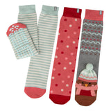 Totes Toasties ORIGINAL SLIPPER SOCKS (TRIPLE PACK) Womens Robin showing three styles: striped, polka dot, and patterned bear design.