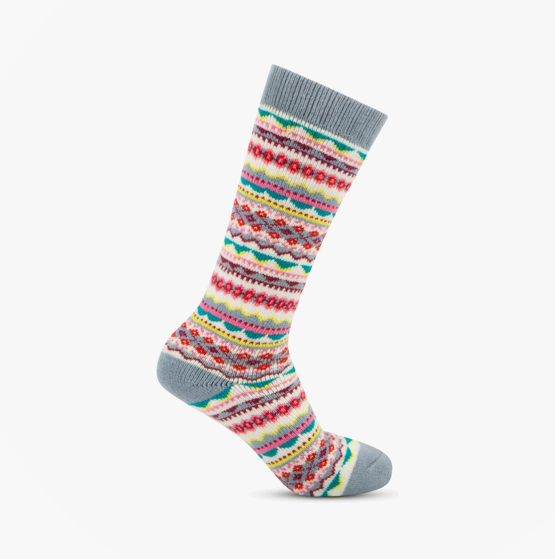 Totes Toasties WELLY BOOT SOCKS (Twin Pack) Womens Socks Multi side view showcasing colorful knitted patterns.