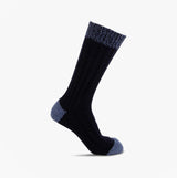 Totes Toasties CHUNKY TWIST WOOL BLEND BOOT SOCKS (TWIN PACK) Mens Navy / Grey