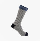 Totes Toasties CHUNKY TWIST WOOL BLEND BOOT SOCKS (TWIN PACK) Mens Navy / Grey