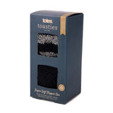Totes Toasties SUPER Mens Socks Grey/Black, front view of gift box packaging displaying two pairs of socks.