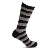 Totes Toasties SUPER Mens Socks Grey/Black side view with bold striped pattern.