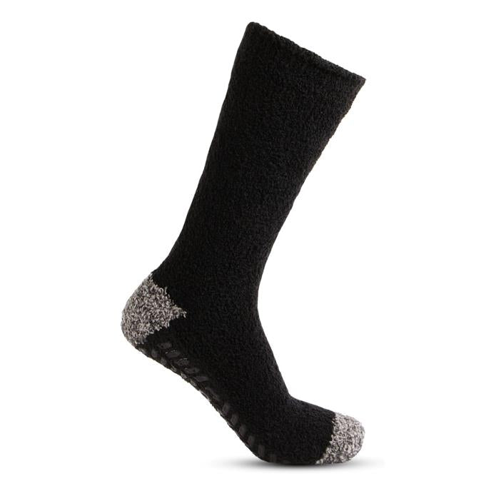 Totes Toasties SUPER Mens Socks Grey/Black side view showcasing soft texture and contrasting toe detail.