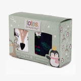 Totes Toasties ORIGINAL Slipper Socks (Twin Pack) Unisex Kids Socks Deer box packaging front view with cute designs.