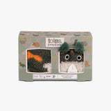 Totes Toasties SUPER SOFT SLIPPER SOCKS (Twin Pack) Unisex Kids Socks Dino/Camo front view in gift box.