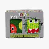Totes Toasties ORIGINAL Slipper Socks (Twin Pack) Unisex Kids Socks Monster in gift box with colorful monster designs