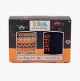 Totes Toasties ORIGINAL Slipper Socks (Twin Pack) Unisex Kids Socks Game side view in gift box with fun designs.