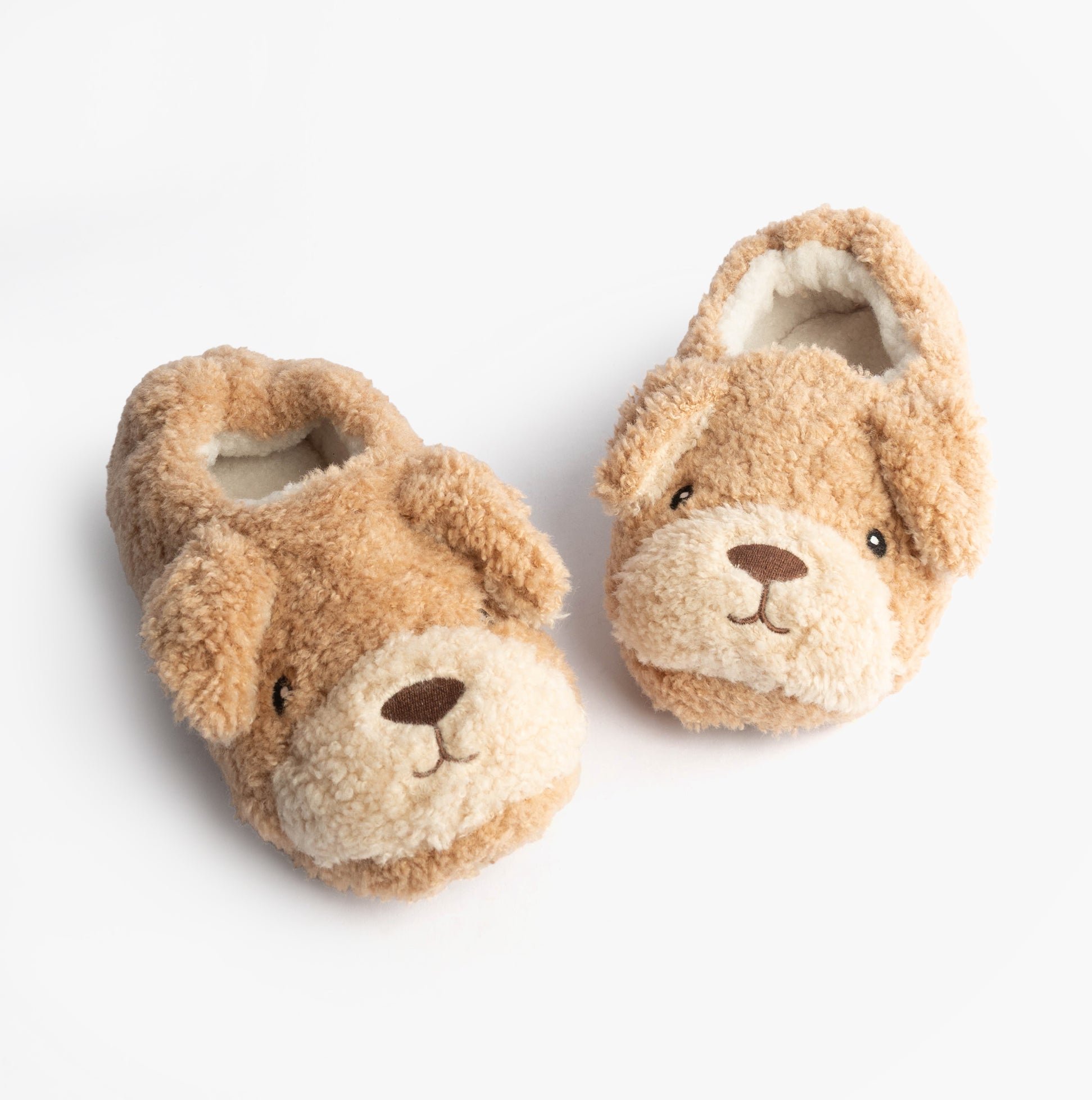 Totes Toasties NOVELTY DOG Full Back Slippers Womens Dog, front view showing soft plush design with dog face.