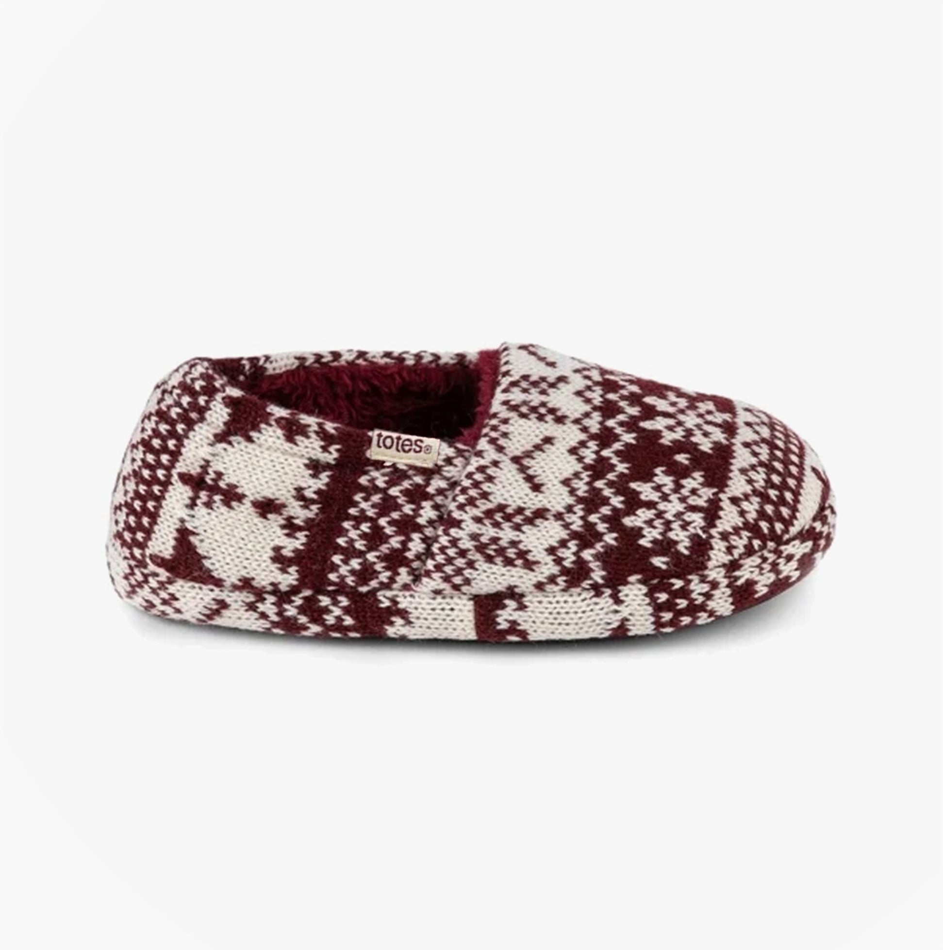 Totes Toasties FAIR ISLE Girls Mule Slippers Multi side view showcasing warm, breathable design with a round toe.