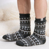 Totes Toasties SHERPA LINE FAIR ISLE SLIPPER SOCKS Mens Socks Fairisle side view of stylish patterned socks