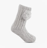Totes Toasties LUXURY SPARKLE Pom Slipper-Sox Womens Grey