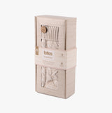 Totes Toasties TEXTURE SLIPPER SOCKS WITH BUTTON Womens Socks Biscuit packaged in gift box, featuring button detail.