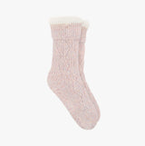 Totes Toasties TEXTURE SLIPPER SOCKS Womens Socks Pink Mix side view showing textured design and warm sherpa lining.
