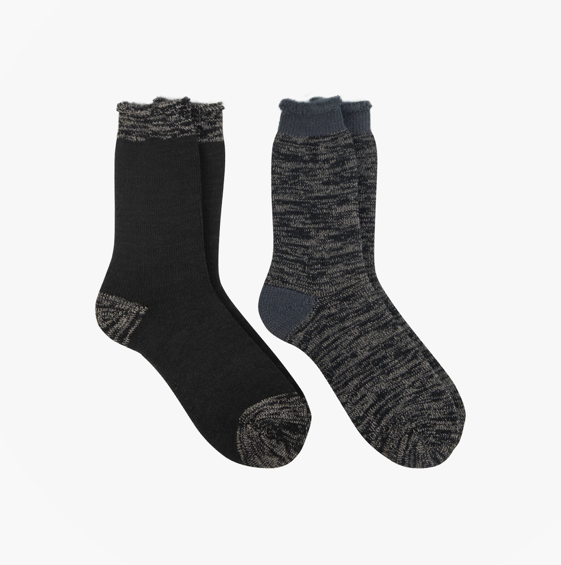 Totes Toasties 3.0 TOG  BRUSHED INSIDE THERMAL LINED (Twin Pack) Mens Socks Black Twist side view of socks