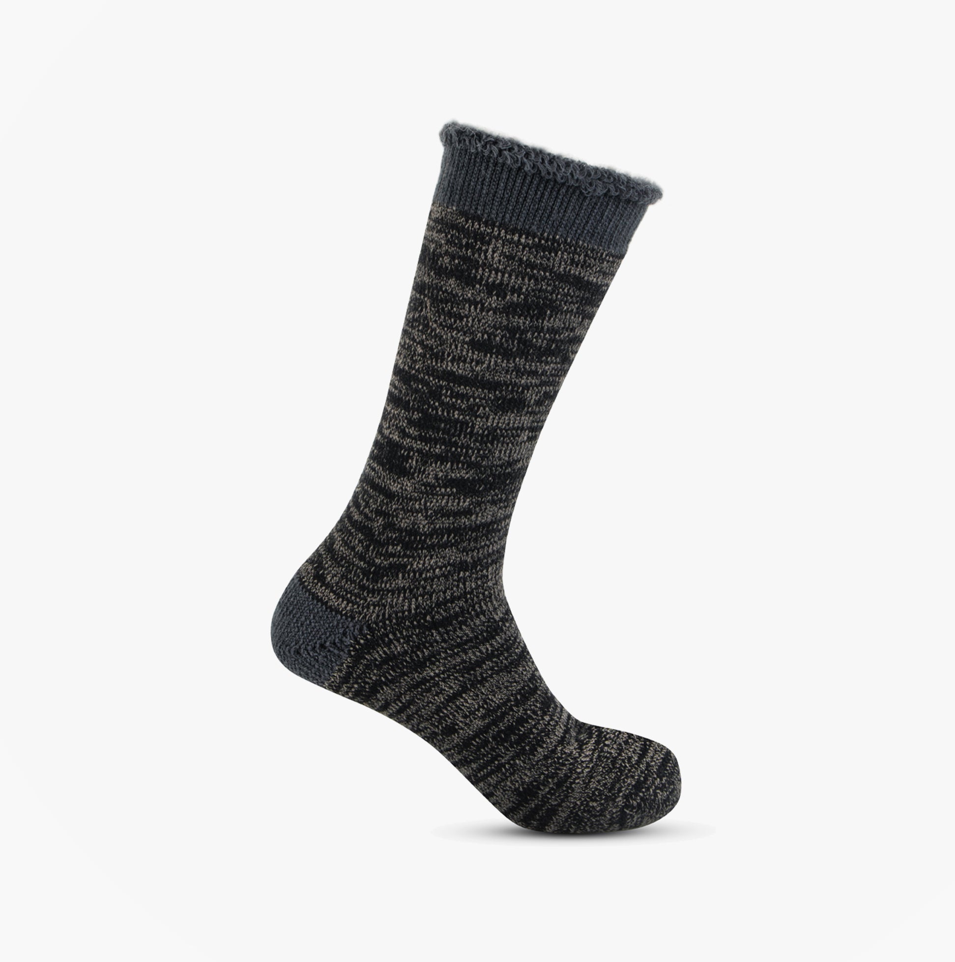 Totes Toasties 3.0 TOG  BRUSHED INSIDE THERMAL LINED (Twin Pack) Mens Socks Black Twist side view showing thermal design.