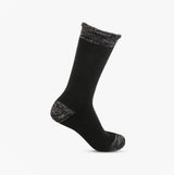 Totes Toasties 3.0 TOG  BRUSHED INSIDE THERMAL LINED (Twin Pack) Mens Socks Black Twist side view on white background.